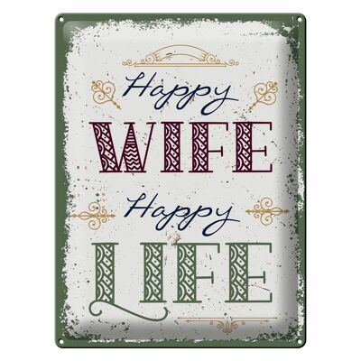 Blechschild Spruch Happy wife happy Life 30x40cm Geschenk