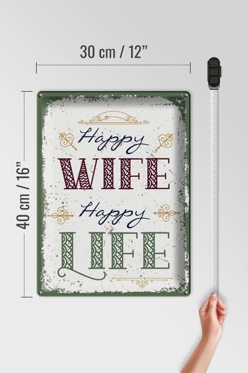 Panneau en étain disant Happy Wife Happy Life, 30x40cm, cadeau 4