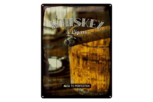Blechschild Spruch Whiskey & Cigars aced to perfection 30x40cm