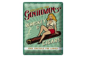 Panneau en étain disant Pinup Exclusive Gentleman Whiskey 30x40cm 1