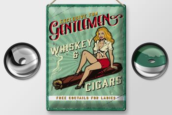 Panneau en étain disant Pinup Exclusive Gentleman Whiskey 30x40cm 2