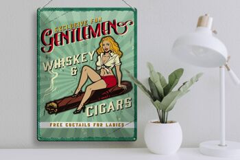 Panneau en étain disant Pinup Exclusive Gentleman Whiskey 30x40cm 3