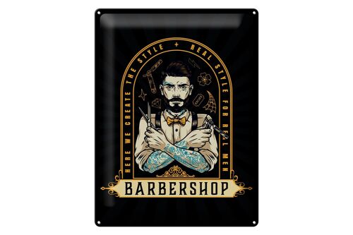 Blechschild Spruch Barbershop Here we greate Style 30x40cm