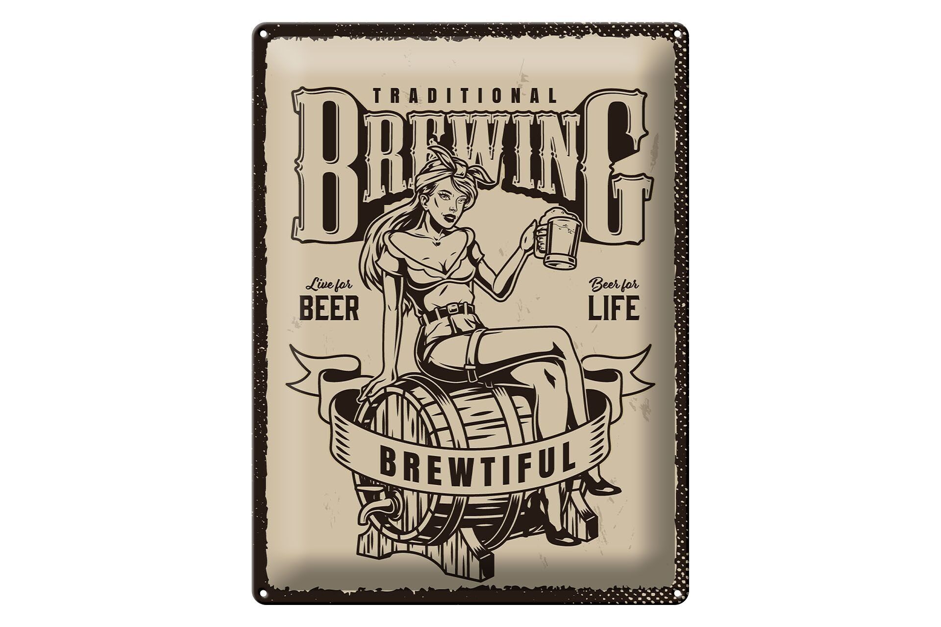 Blechschild Spruch Traditional Brewing live for Beer 30x40cm