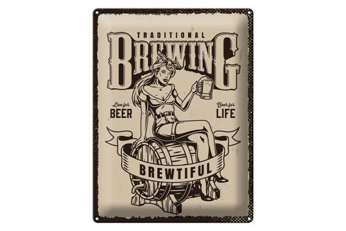 Blechschild Spruch Traditional Brewing live for Beer 30x40cm