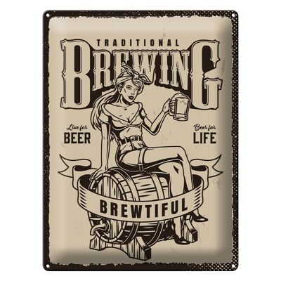 Blechschild Spruch Traditional Brewing live for Beer 30x40cm