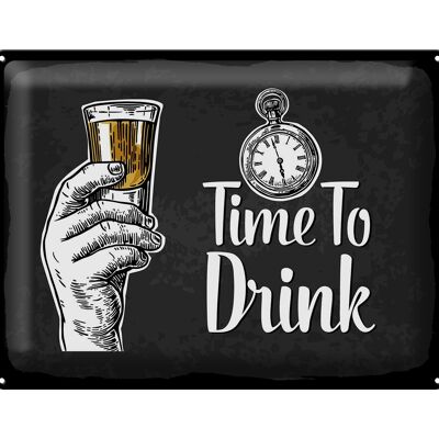 Targa in metallo con scritta "Time to Drink" regalo 40x30 cm