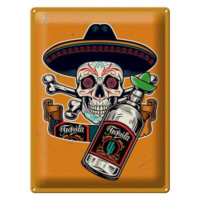 Cartel de chapa con texto calavera tequila 30x40cm