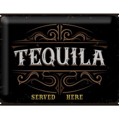 Cartel de chapa que dice Tequila servido aquí 40x30cm