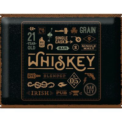 Targa in metallo con scritta Whisky blended Irish pub 40x30 cm