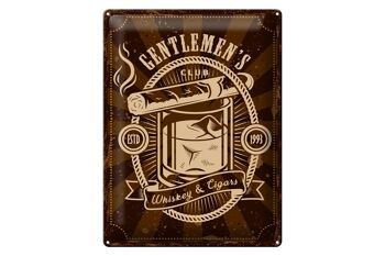 Plaque en tôle indiquant Gentlemen's Club Whisky & Cigars 30x40cm 1