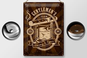 Plaque en tôle indiquant Gentlemen's Club Whisky & Cigars 30x40cm 2