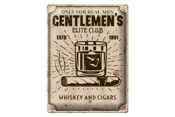 Panneau en étain disant Whisky Cigars Elite Club Real Men 30x40cm 1