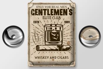 Panneau en étain disant Whisky Cigars Elite Club Real Men 30x40cm 2