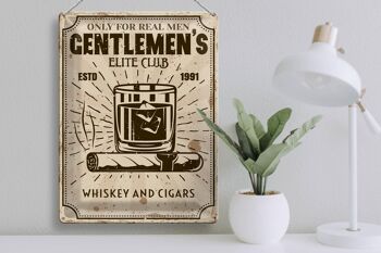 Panneau en étain disant Whisky Cigars Elite Club Real Men 30x40cm 3