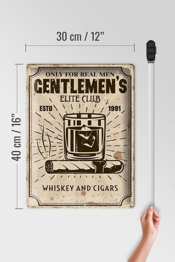 Panneau en étain disant Whisky Cigars Elite Club Real Men 30x40cm 4