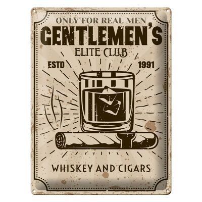 Targa in metallo con scritta Whisky Cigars elite club veri uomini 30x40 cm