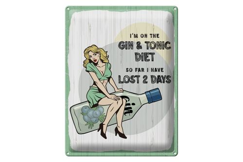 Blechschild Spruch Pinup I´m on the Gin & Tonic Diet 30x40cm