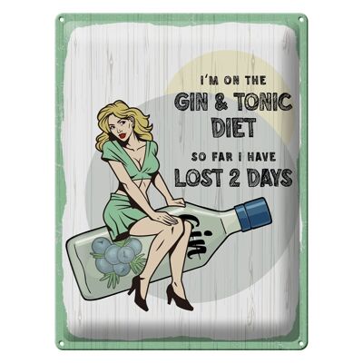Blechschild Spruch Pinup I´m on the Gin & Tonic Diet 30x40cm