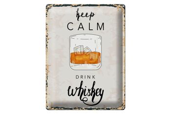 Panneau en étain disant Keep Calm Drink Whisky 30x40cm 1