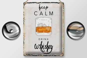 Panneau en étain disant Keep Calm Drink Whisky 30x40cm 2