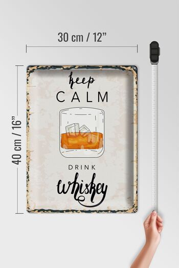Panneau en étain disant Keep Calm Drink Whisky 30x40cm 4