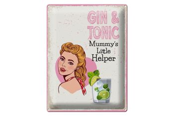 Panneau en étain disant Gin & Tonic Mummy's Little Helper 30x40cm 1
