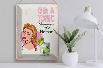 Panneau en étain disant Gin & Tonic Mummy's Little Helper 30x40cm 3