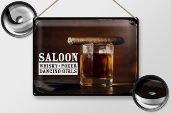 Plaque en tôle indiquant Saloon Whisky Poker Dancing Girls 40x30cm 2