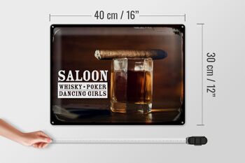 Plaque en tôle indiquant Saloon Whisky Poker Dancing Girls 40x30cm 4