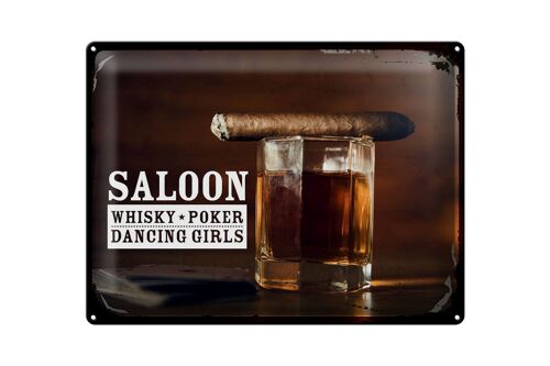 Blechschild Spruch Saloon Whisky Poker Dancing Girls 40x30cm
