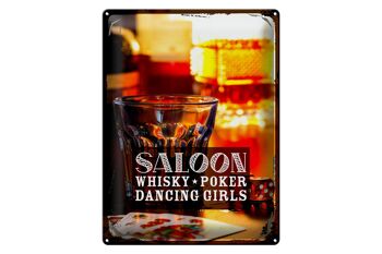 Panneau en étain disant Saloon Whiskey Poker Cigar Girls 30x40cm 1