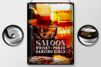 Panneau en étain disant Saloon Whiskey Poker Cigar Girls 30x40cm 2