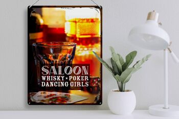 Panneau en étain disant Saloon Whiskey Poker Cigar Girls 30x40cm 3