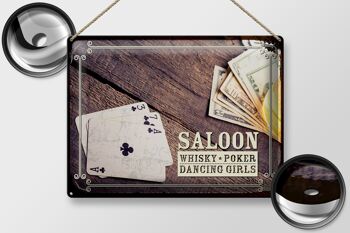 Plaque en tôle disant Saloon Whisky Poker Dancing 40x30cm 2