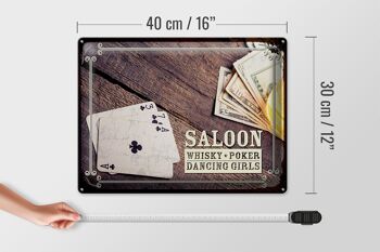 Plaque en tôle disant Saloon Whisky Poker Dancing 40x30cm 4
