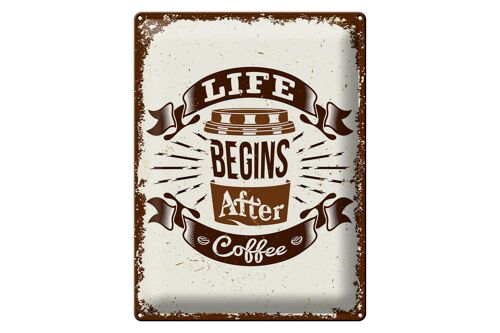 Blechschild Spruch Life begins after Coffee 30x40cm