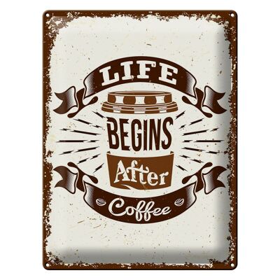 Blechschild Spruch Life begins after Coffee 30x40cm