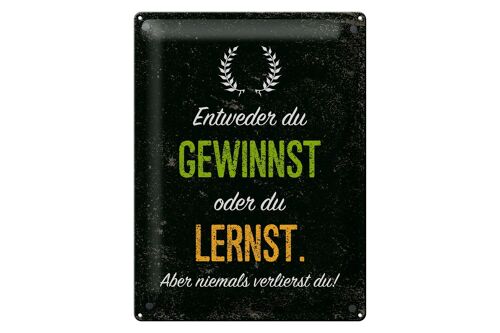 Blechschild Spruch Entweder du gewinnst oder lernst 30x40cm