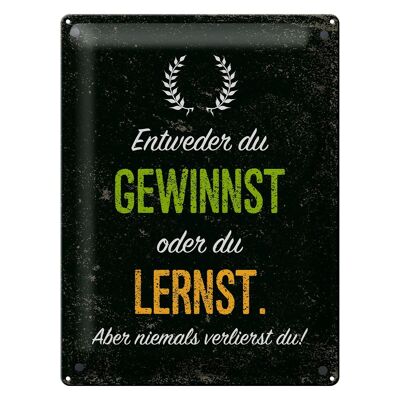 Blechschild Spruch Entweder du gewinnst oder lernst 30x40cm