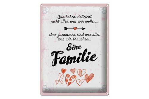 Blechschild Spruch Familie Zusammen sind wir alles 30x40cm