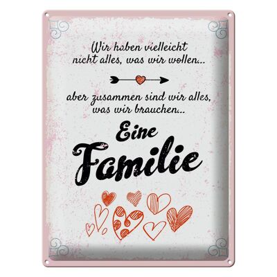 Blechschild Spruch Familie Zusammen sind wir alles 30x40cm