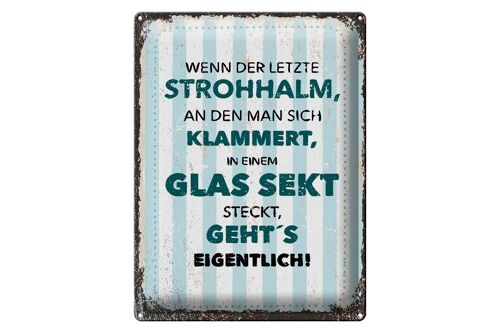 Blechschild Spruch Wenn der letzte Strohhalman 30x40cm