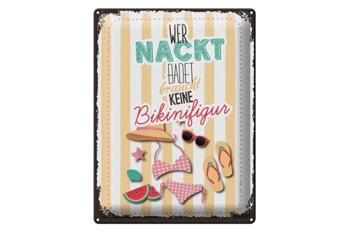 Blechschild Spruch wer nackt badet keine Bikinifigur 30x40cm