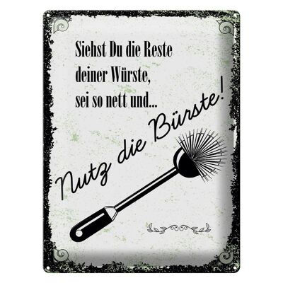 Blechschild Spruch lustig siehst du Reste nutz Bürste 30x40cm