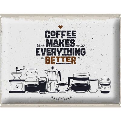 Targa in metallo con scritta "Caffè Caffè tutto meglio" 40x30 cm