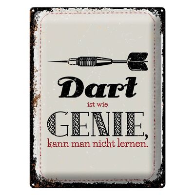 Blechschild Spruch Dart Genie kann man nicht lernen 30x40cm