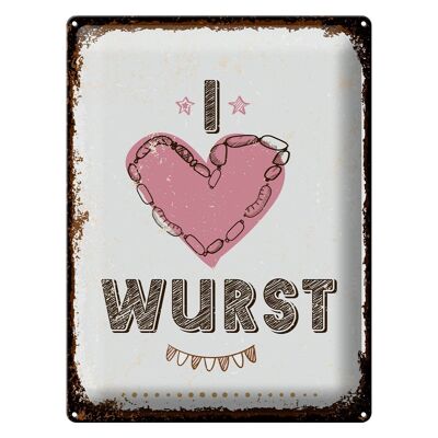 Blechschild Spruch Essen I love Wurst Herz 30x40cm Geschenk