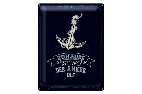 Blechschild Spruch Zuhause ist wo der Anker fällt 30x40cm