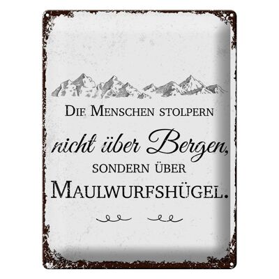 Blechschild Spruch Menschen stolpern nicht über Bergen 30x40cm